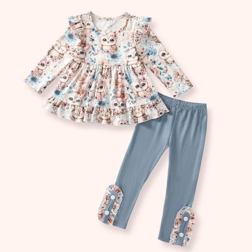 Pete & Lucy Lovely Owlets pants set- NWT size 12-18 months Boutique